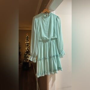 She and Sky Light Blue Long Sleeve Dress
